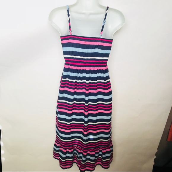 Girl's Sleeveless Navy Pink Striped Max Dress NEW - Picture 4 of 7